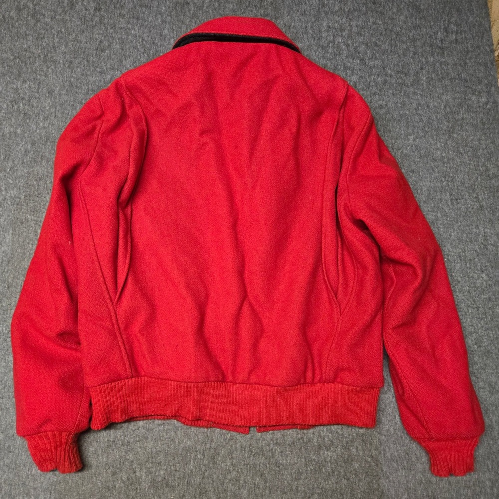 Vintage Woolrich Bomber Jacket Mens Medium Wool Red Plaid Blanket Lined USA - Picture 7 of 7